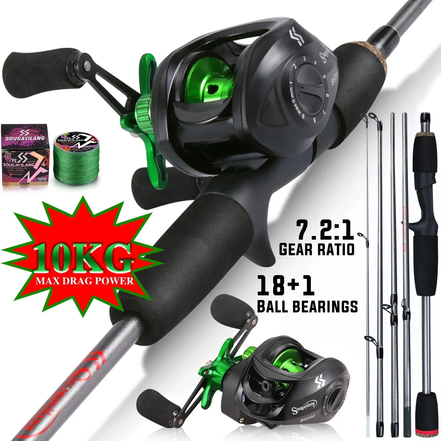 Sougayilang 낚싯대 콤보 1.7m 탄소 섬유  - Spincast Reel 리뷰 및 가격