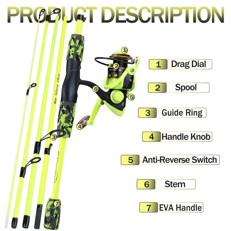 Sougayilang 휴대용 5섹션 빨간색/노란색 낚싯 - Spincast Reel 리뷰 및 가격